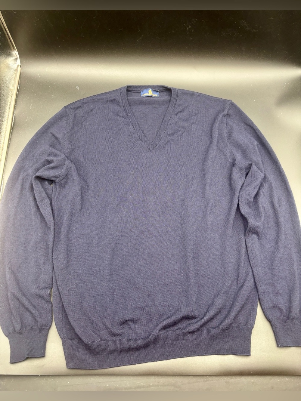 Eredi Pisanò Roma 100% Extrafine Merino Virgin Wool V-Neck Sweater Navy Men’s L